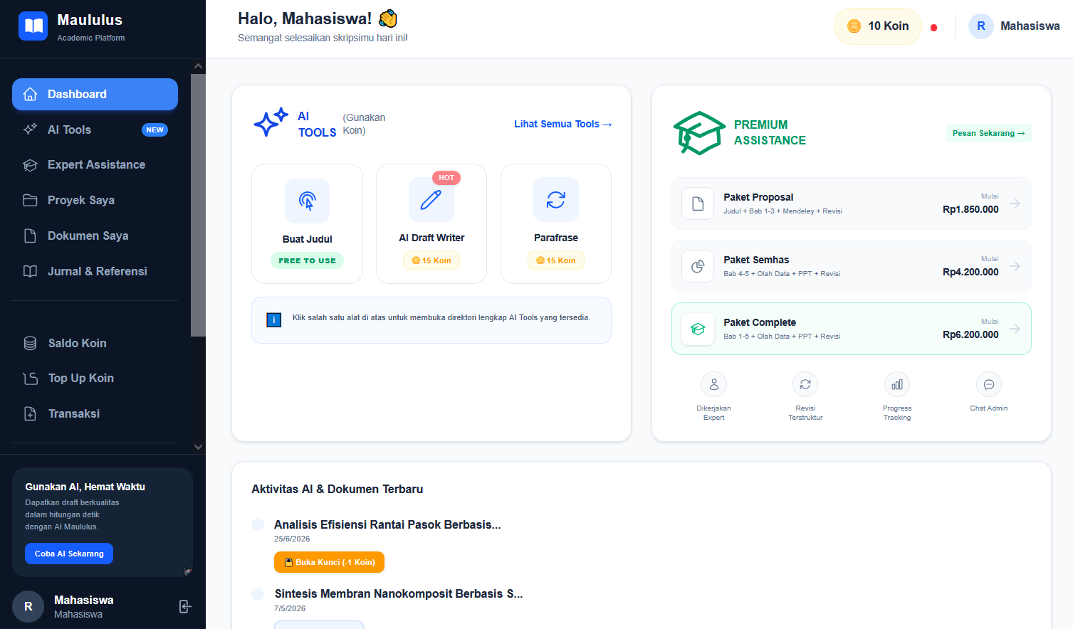 Mockup Dashboard Maululus